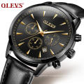 Top Brand Luxury OLEVS 2860 Fashion Men's Sport Watch Water Resistant Feature Multi Time Zone Watch leather Quartz Clock